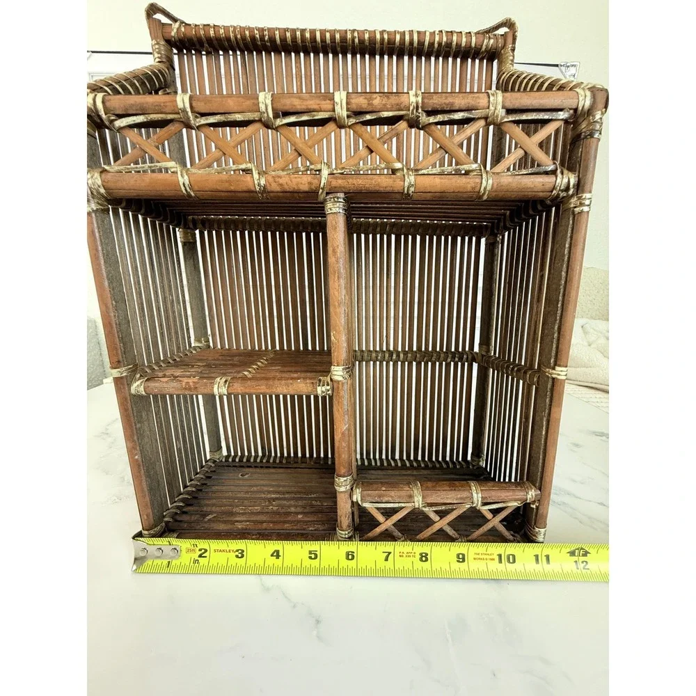 Vintage Bamboo Wall Shelf with Compartments 15